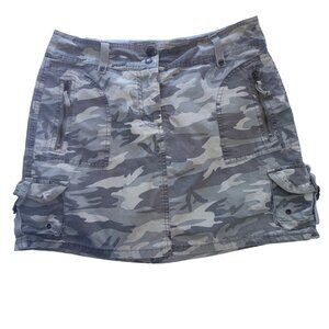 Faded GloryY2K Skort Womens 4 Gray/Green Camo Cotton Cargo Pocket Military Style